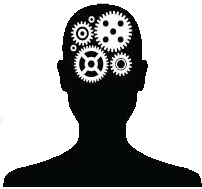 Logo - NSURJ, depicts a silhouette of a human head with gears turning within