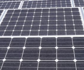 A close up of solar panels