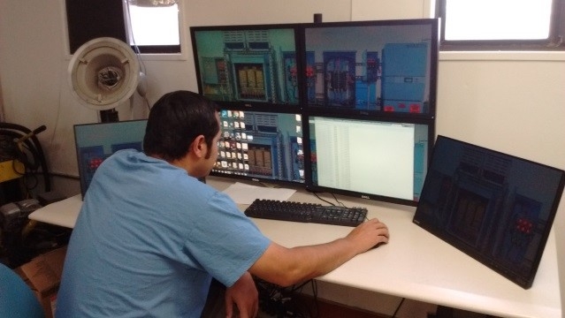 Graduate Student Christopher Hicks at monitoring station