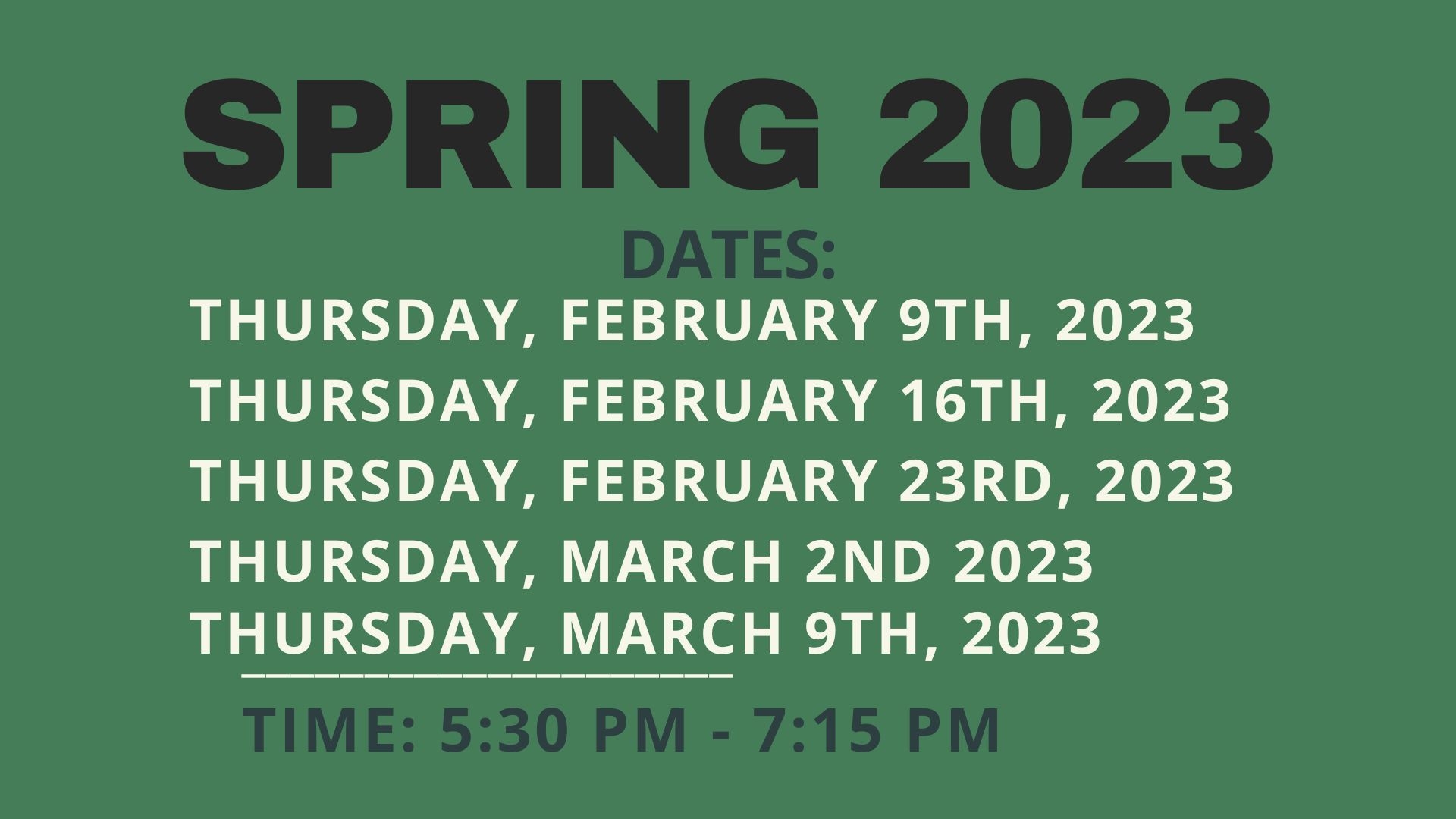 SISTEM Website Dates Poster Spring 2023
